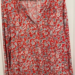 Floral Red Blouse